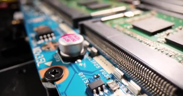 Elektronik Ekipman Modern Teknoloji Ana Elementler Sistem Panosunda Yer Almaktadır — Stok video