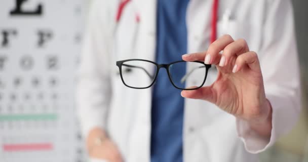 Glasses Background Vision Test Table Farsightedness Myopia — Stock Video