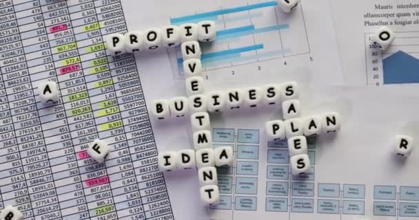 Crossword Puzzle Made Blocks Financial Documents Concept Business Strategy Sales — Stock Video