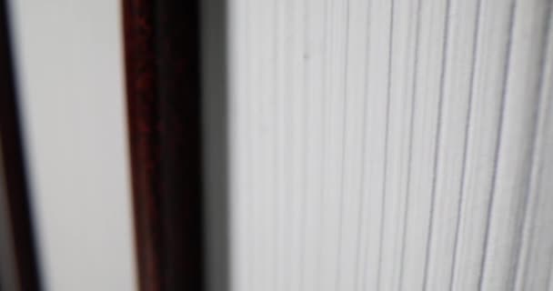 Kütüphanedeki Kitap Günlük Sayfalarının Kapanışı Kahverengi Deri Kaplı Kitaplar Günlükler — Stok video