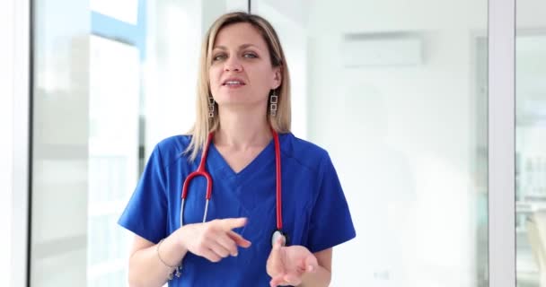Médica Geral Sexo Feminino Consulta Paciente Line Videochamada Consulta Médica — Vídeo de Stock