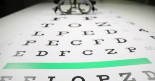 Frame Vision Testing Alphabet Table Diagnostics Selection Lens Diopters Vision — Stock Video
