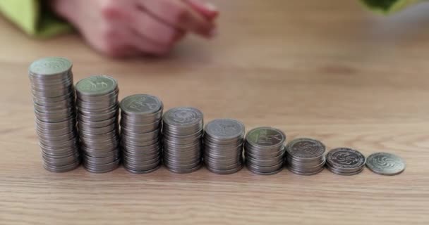 Вручну Заповнити Більше Монет Останньому Кроці Довгострокові Заощадження Сукупні Відсотки — стокове відео