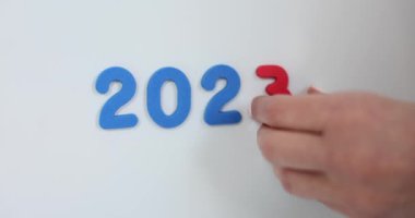 Duvardaki 2023 'ten 2024 mıknatısa dönüş. Hedef ve görev ve yılın planlaması