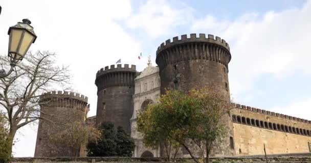 Кастель Нуово Маскио Анджиоино Средневековый Ренессансный Замок Символы Города Неаполя — стоковое видео