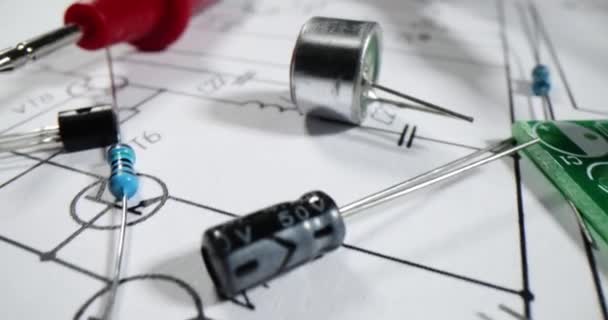 Différentes Diodes Mises Sur Schéma Électrique Atelier Composants Micro Électroniques — Video