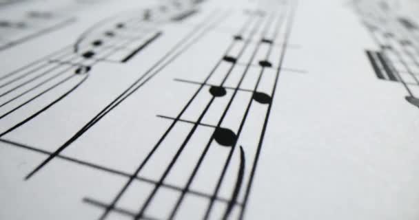 Melodía Partitura Escrita Con Varios Símbolos Musicales Fondo Educación Musical — Vídeo de stock