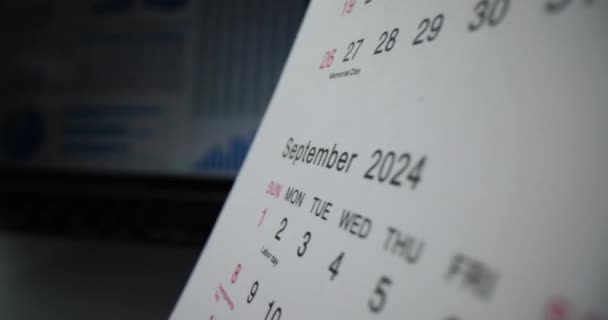 Rok Kalendarzowy 2024 Miesiąc Kalendarzowy Koncepcja Posiedzenia Zaplanowanego 2024 — Wideo stockowe