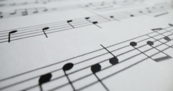 Folha Papel Com Notas Música Como Fundo Closeup Aprender Escrever — Vídeo de Stock