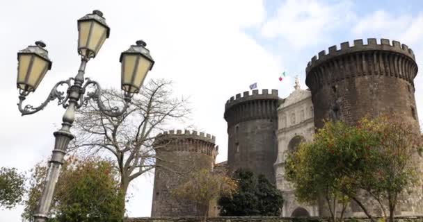 Castel Nuovo Eller Maschio Angioino Ett Medeltida Slott Centrala Neapel — Stockvideo