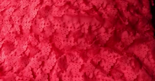 Φωτεινό Ροζ Ύφασμα Γεωμετρικά Σχήματα Κύκλους Καλοκαιρινό Ύφασμα Για Φόρεμα — Αρχείο Βίντεο