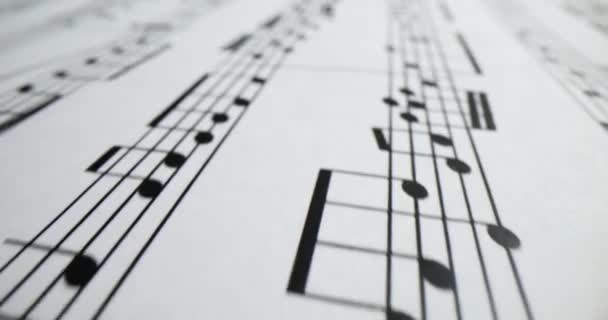 Melodía Escrita Con Símbolos Notas Hoja Música Composición Del Tema — Vídeo de stock