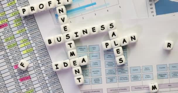 Crossword Words Columns Indicating Attitudes Financial Companies Plastic Cubes Letters — Stock Video