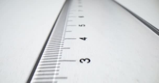 Régua Transparente Exibe Dígitos Centímetro Facilmente Legíveis Legíveis Marcas Numéricas — Vídeo de Stock
