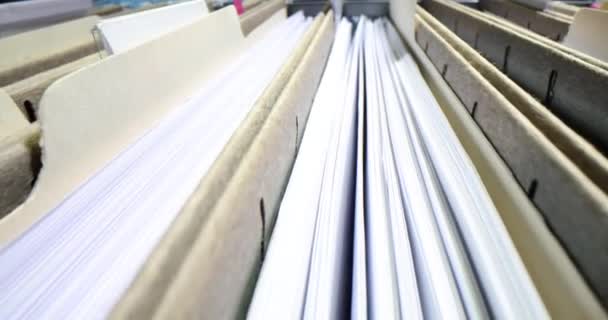 Rows Business Folders File Cabinet Closeup Business Documentation Document Storage — Stock Video