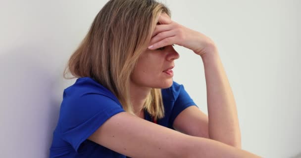 Female Doctor Emotional Breakdown Overcome Sadness Despair Hospital Corridor Death — Stock Video