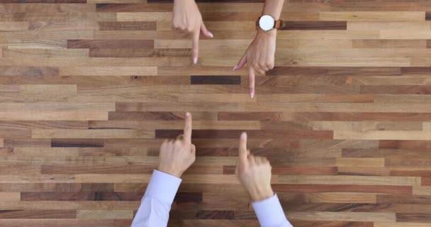 Pointing Finger Discussing Arguing Wooden Table Top View Counterclaim Business — Stock Video