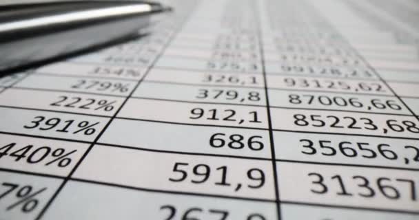 公的企業会計報告書とペンがテーブルの上に置かれている 年次財務諸表の分析について — ストック動画
