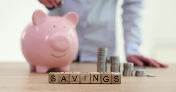 Oszczędzam Pieniądze Oszczędności Świnkę Planowanie Akumulacja Budżetu Gotówkowego — Wideo stockowe