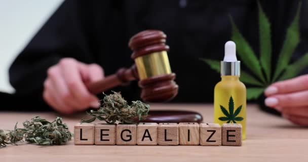 Legalizacja Marihuany Kara Nielegalne Używanie Marihuany Legalna Produkcja Konopi Indyjskich — Wideo stockowe