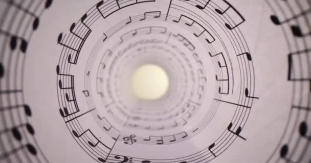 Φύλλο Μουσικές Νότες Και Ένα Κομμάτι Μουσικής Από Κοντά Μουσική — Αρχείο Βίντεο