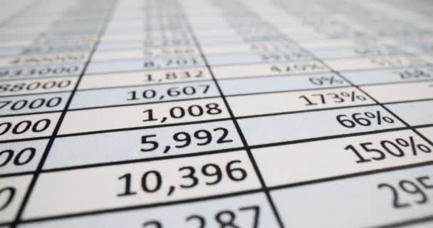 Accounting Financial Report Document Figures Business Analytics Statistics — стоковое видео