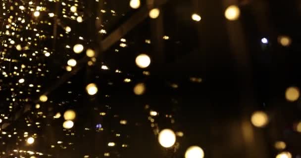Luci Lucenti Una Ghirlanda Natale Buio Ghirlande Capodanno Città Decorazione — Video Stock