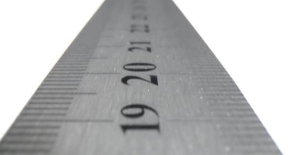 Closeup Metal Ruler Scale Accurate Measurements — Stock video