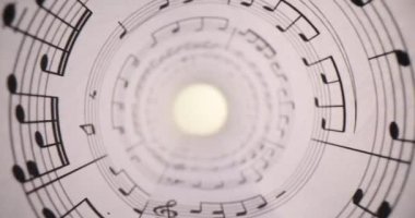 Kağıt üzerindeki notalar tüpe sarılmış. Müzik eğitimi ve senfoni