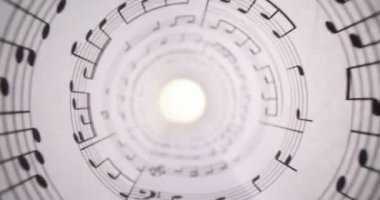 Müzikal notaların yaklaşması içe doğru hareket ediyor. Müzik eğitimi ve müzik gösterimi