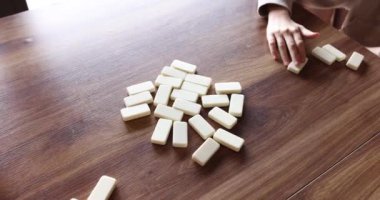 Oyuncu evdeki bir oyun toplantısında tahta bir masaya domino taşları serer. Oyun dominolarının yardımıyla mantıksal düşünme geliştiriliyor