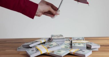 Sigorta acentesi şemsiye tutuyor ve parayı güvende tutuyor. Finansal para yatırımlarının korunması