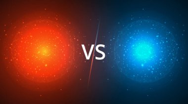 Savaş ya da yarışma arka plan tasarımı. Fütürist küreler ve VS harfleriyle boş bir resim şablonu..