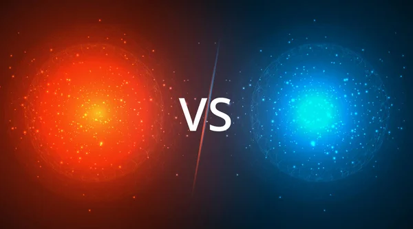 Savaş ya da yarışma arka plan tasarımı. Fütürist küreler ve VS harfleriyle boş bir resim şablonu..