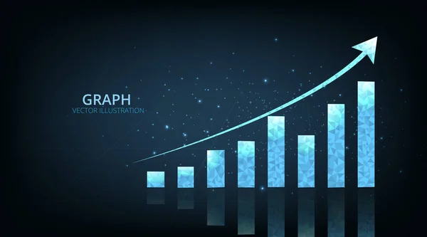 Diseño Gráfico Sobre Fondo Azul Oscuro Imagen Abstracta Gráfico Crecimiento — Vector de stock