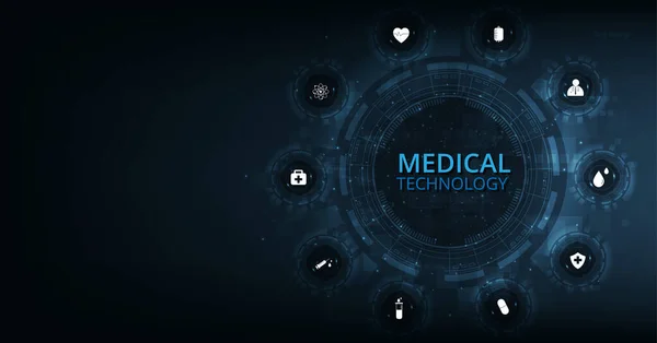 Konsep Jaringan Teknologi Medis Care Medical Link Jaringan Medis Icon - Stok Vektor