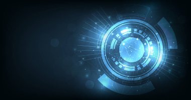 Digital circle background. The image Digital circle on dark blue background.High-tech connection system concept.