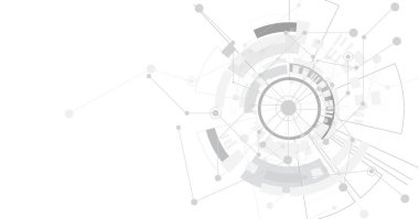 Grey network on white background. High-tech Network technology background with dots and lines connection system.Vector abstract technology on white background.
