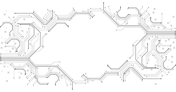 Technology Black Circuit Diagram White Background High Tech Circuit Board — Vector de stock