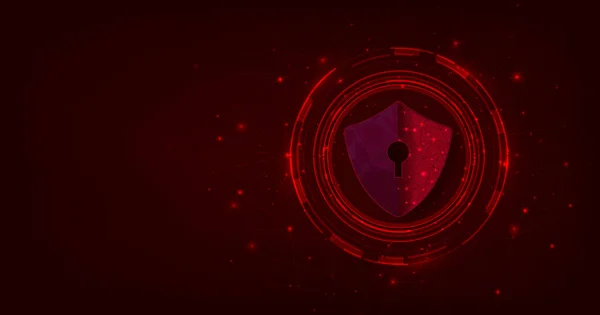 Concept Cyber Attack Cyber Security Megsemmisült Shield Megsemmisült Elektromos Áramkörök — Stock Vector