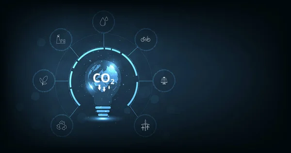 Reduzierung Der Co2 Emissionen Die Globale Erwärmung Begrenzen Geringere Co2 — Stockvektor
