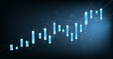 İş finansmanı yatırım grafiği büyüme kavramı. Mavi arka planda yükselen hisse senedi şeması. borsa ticaret başarısı.