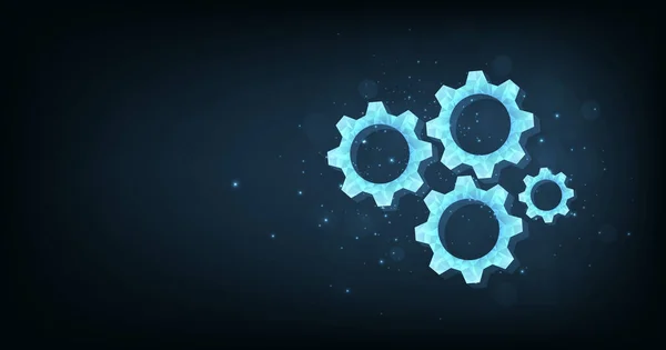 Gears 3D深蓝色背景的现代插图 数字技术和工程设计 机械技术符号工程机械 工业发展 发动机操作 — 图库矢量图片