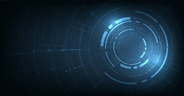 Dairesel dijital arkaplan. Gelecekçi dairesel dijital teknoloji arka planı. Yüksek teknolojili dairesel bağlantı sistemi kavramı..