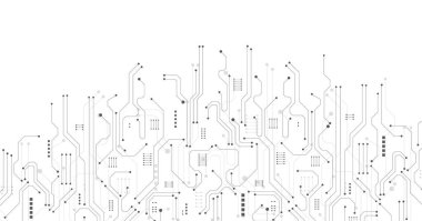 Black circuit diagram on white background. High-tech circuit board connection system.Vector abstract technology on white background.