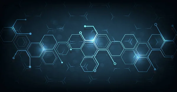 Background of hexagon geometric dark blue pattern bright. healthcare medical and technology background.Graphic digital science concept design.	