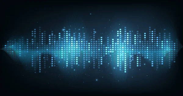Music Equalizer Dark Blue Background Waveform Pattern Music Player Podcast — Stockvektor