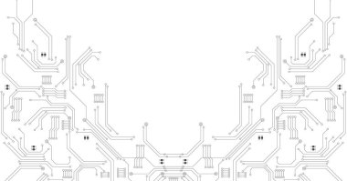 Black circuit diagram on white background. High-tech circuit board connection system.Vector abstract technology on white background.