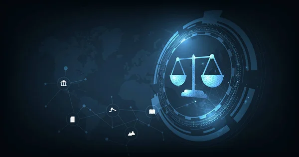 Internetrecht Auf Dunkelblauem Hintergrund Cyberrecht Als Digitale Rechtsdienstleistungen Arbeitsrecht Rechtsanwalt — Stockvektor