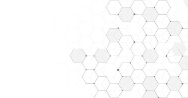 Beyaz arka planda altıgen geometrik. Basit altı köşeli ögelerle Geometrik soyut arkaplan.